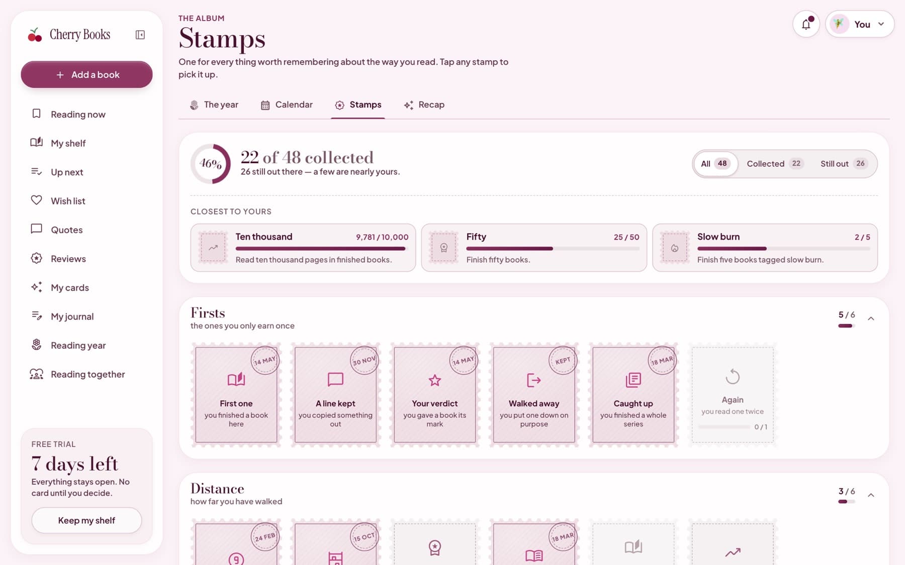 The stamp album: 22 of 48 collected