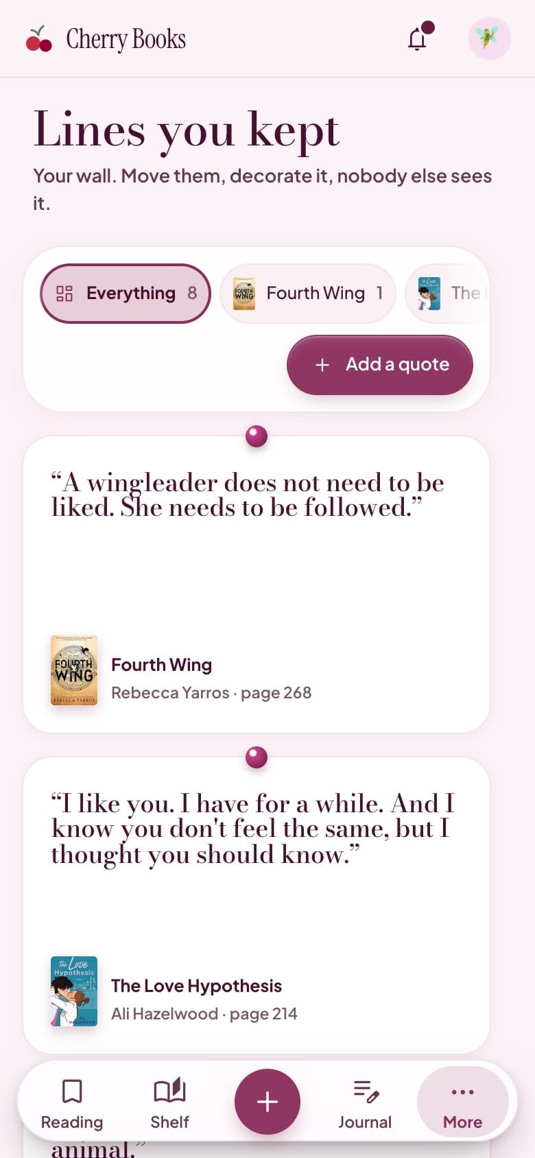 The quote wall on a phone