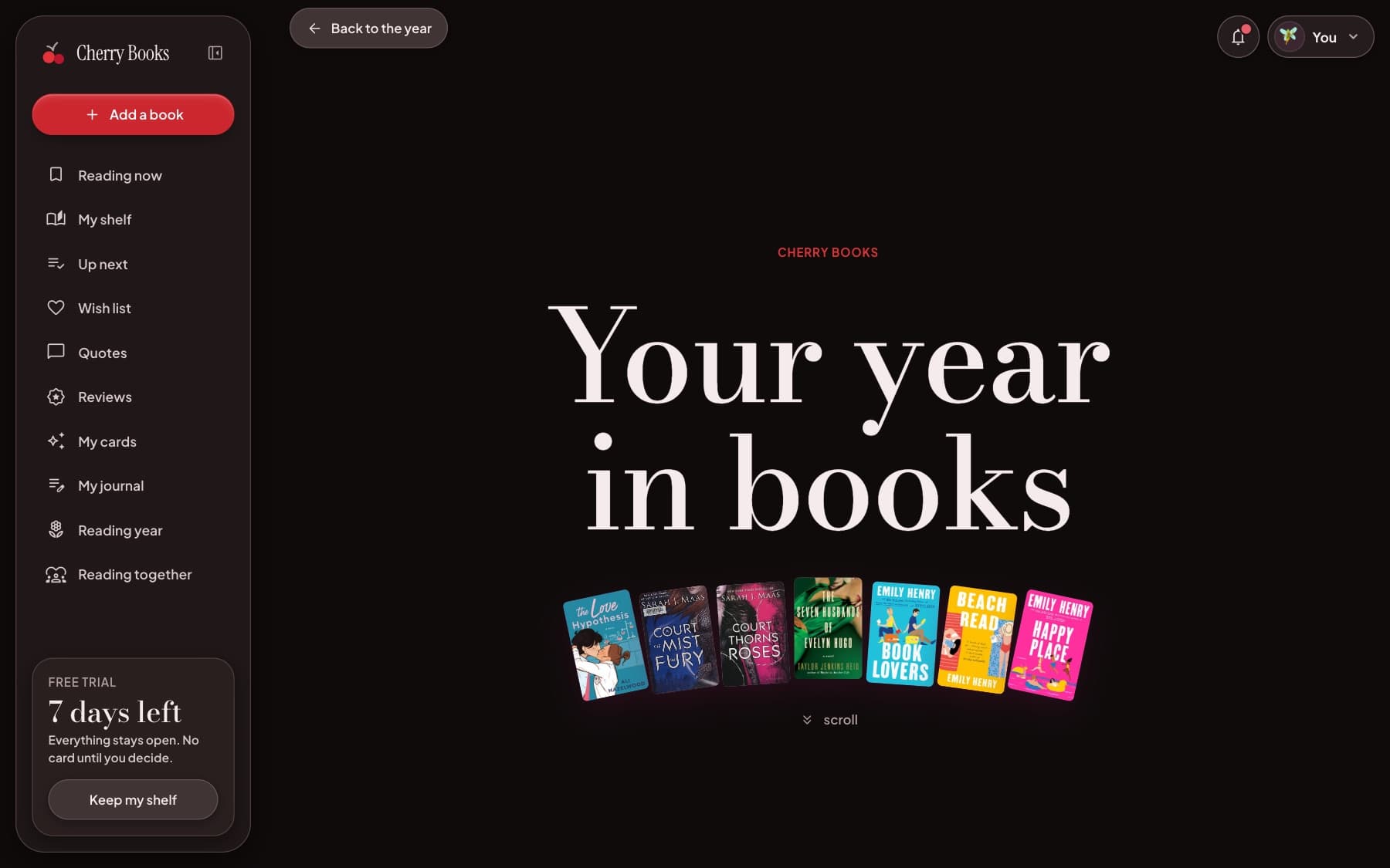 Year recap in the Dark romance theme